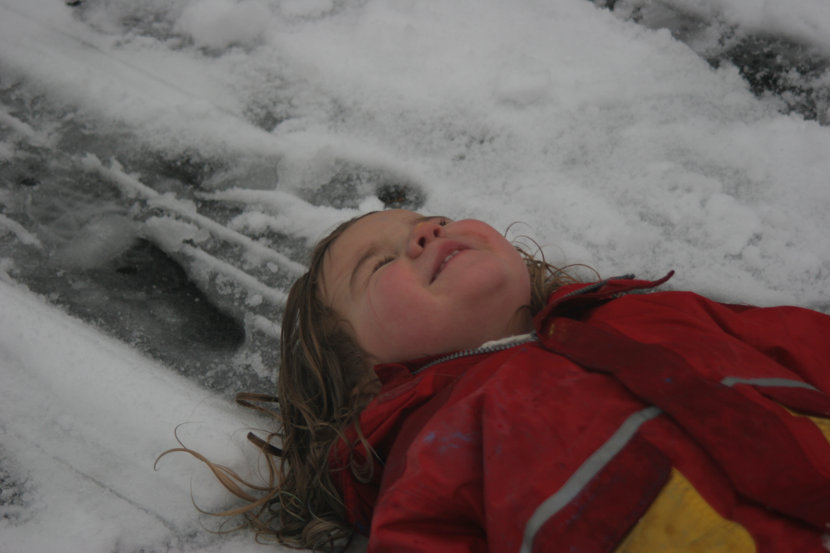 lying in the snow